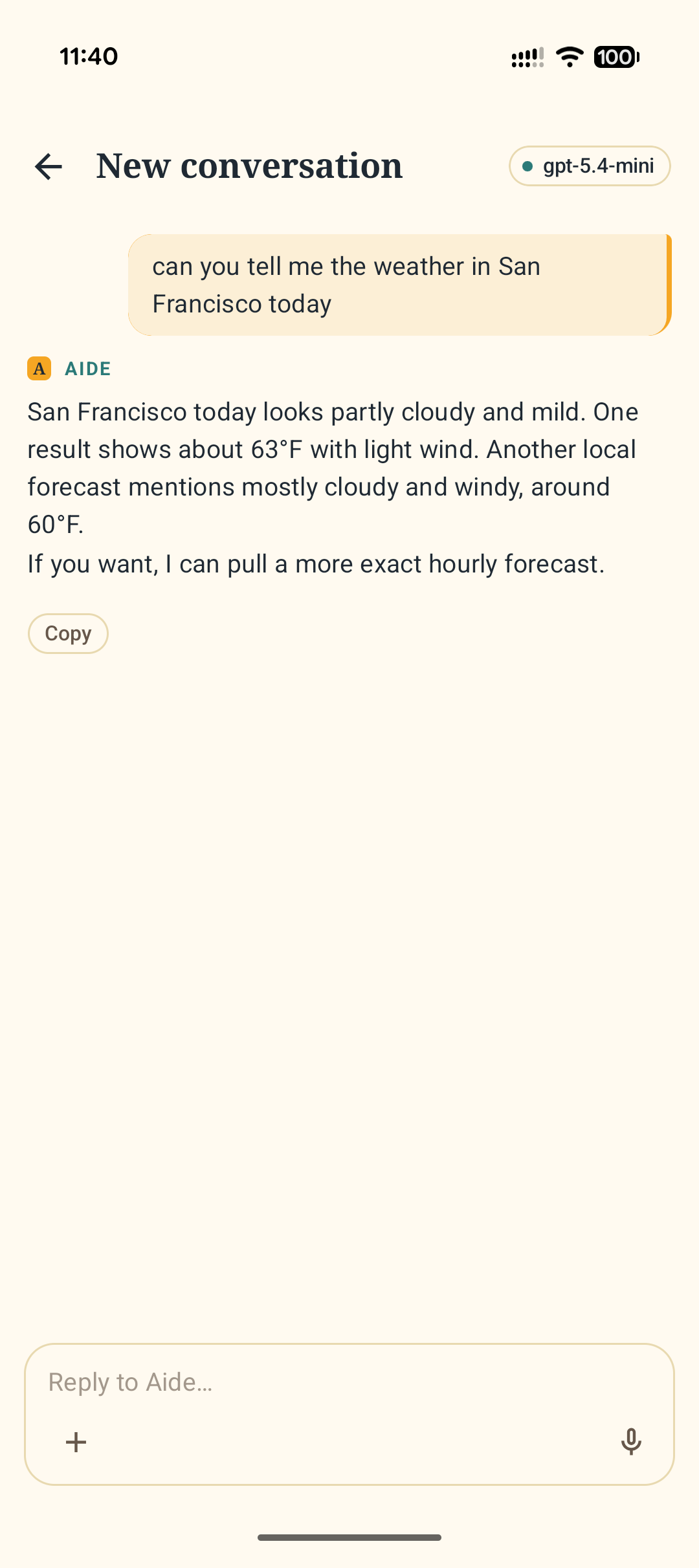Web search answer about San Francisco weather